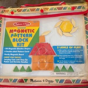 New- Melissa & Doug Magnetic Pattern Block Kit - Red, Yellow, Orange 120 pieces